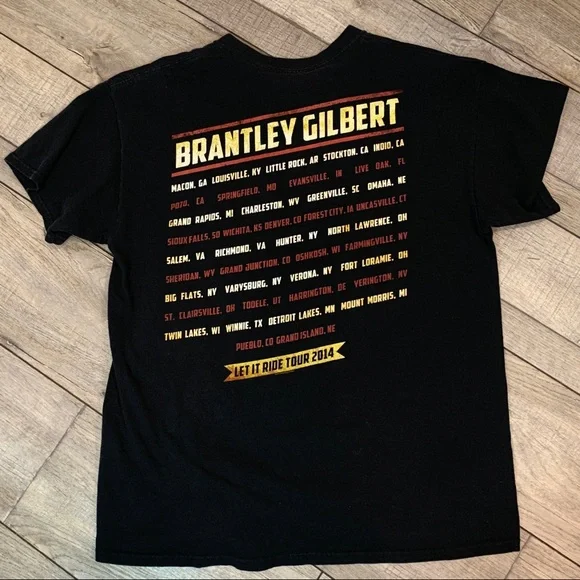 Brantley Gilbert Let it Ride Tour 2014 Concert T Shirt - Picture 2 of 2